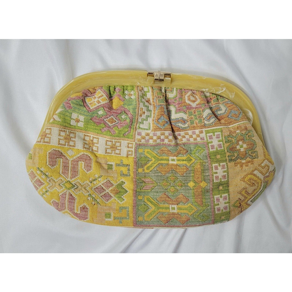 Vintage Ruth Saltz Tapestry Clutch Satin Lining NWT - Picture 2 of 10